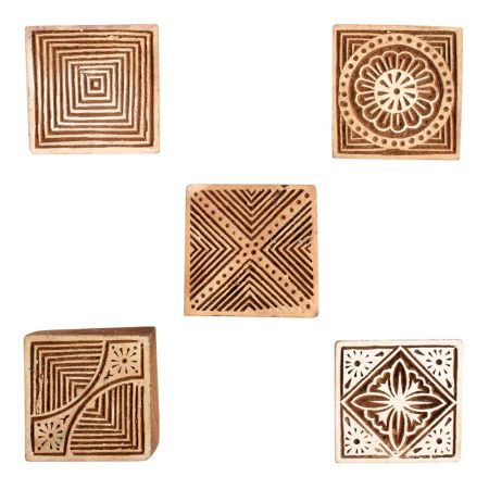 Set of 5 Piece New Mix Wooden Printing Block